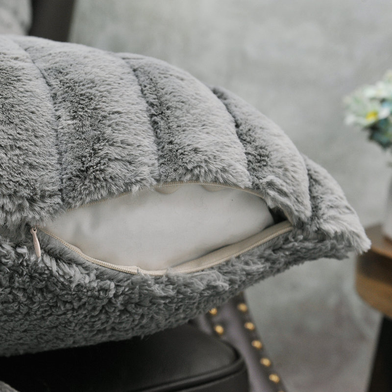 Housse de coussin Super Mink, Gris argenté