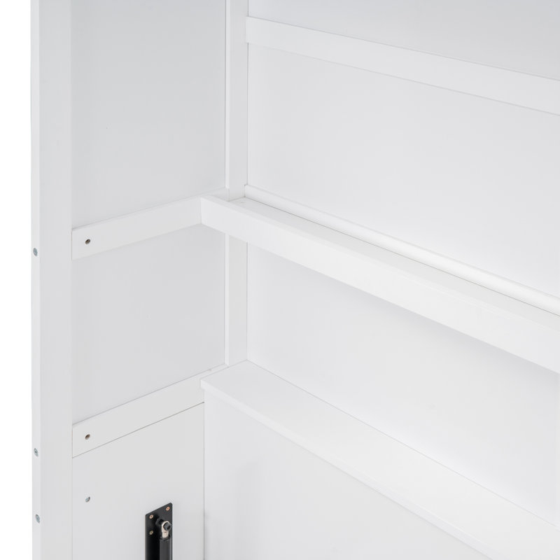 Murphy Bed Wall Bed With Shelves, White, Full / Double