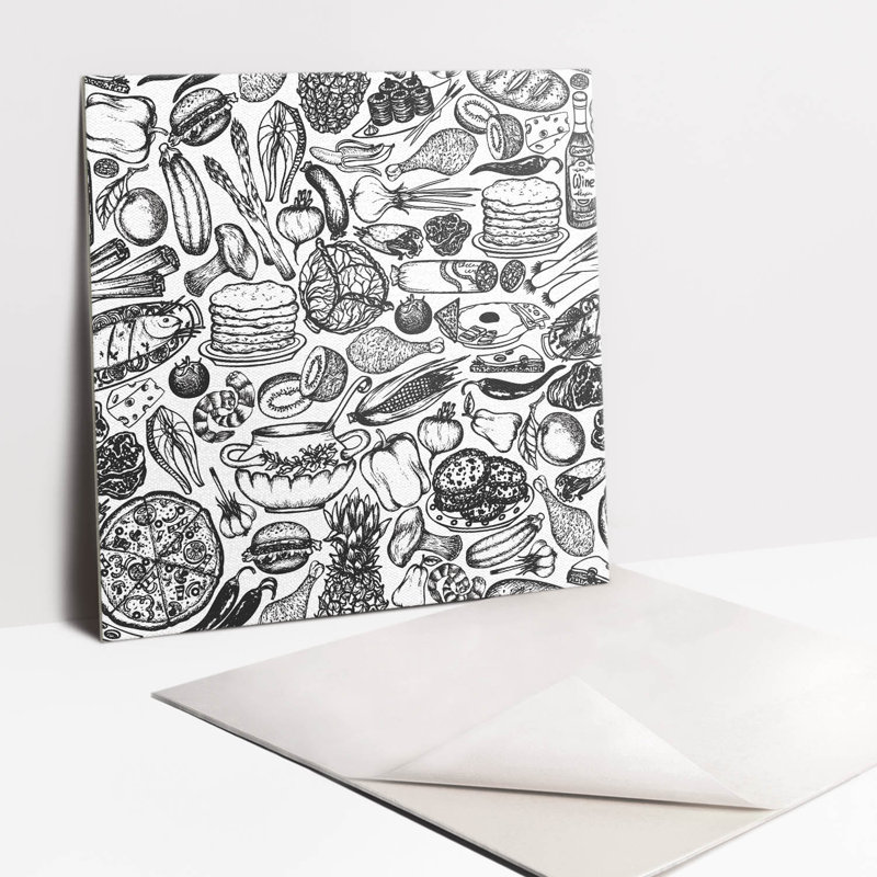 Self Adhesive Vinyl Splashback Wall Panel Sticker Tile Peel Stick 100x50 cm Black white abstraction