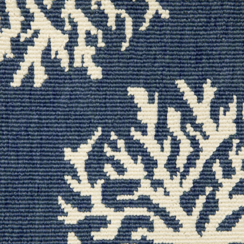 Aganlane Coastal Coral Navy/ Ivory Indoor/Outdoor Area Rug, Rectangle 8'6" x 13'