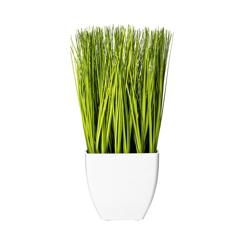 Herbe artificielle en pot vert., H 11,5 po x l 5 po x P 5 po