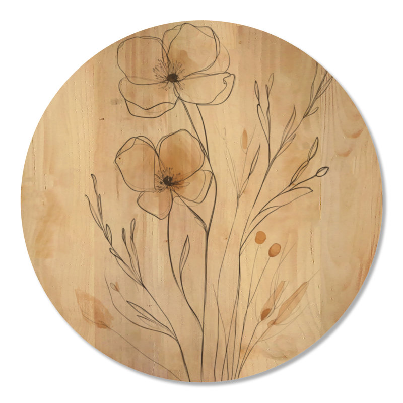 Josia I - impression murale en bois à motif floral rond, Rond 36 po