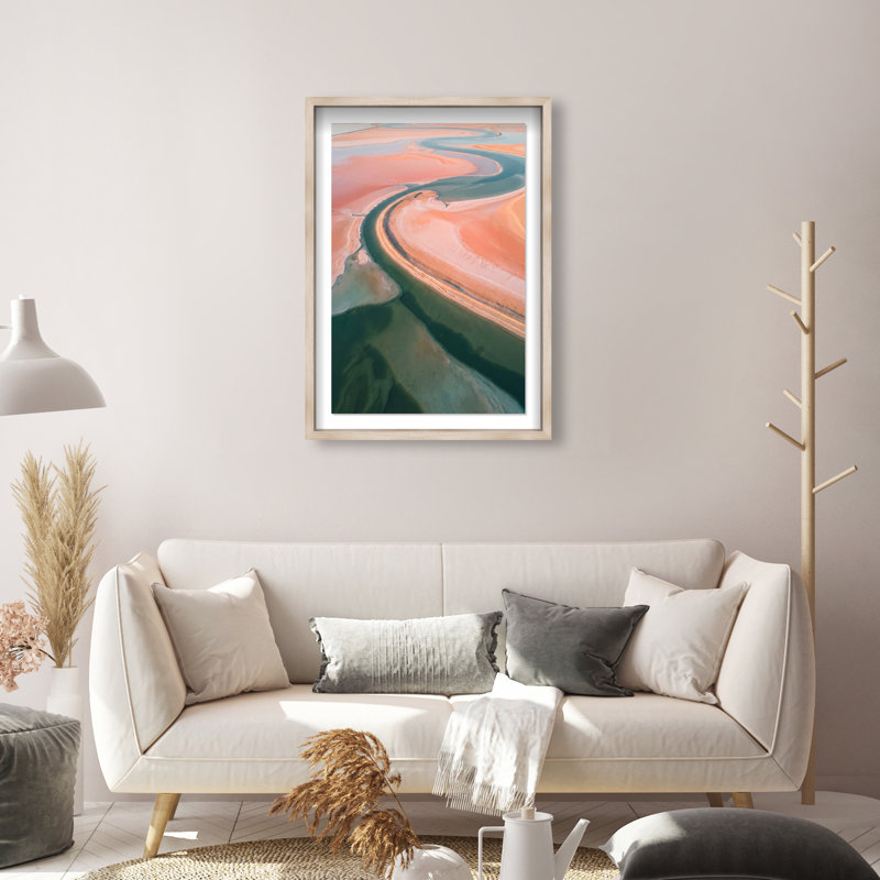 Peach Sand Print by Oliver Gal, 21.5"H x 31.5"W, Natural Oak Shadowbox