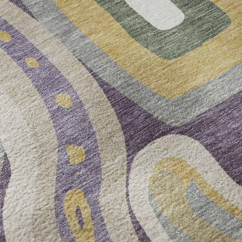 Tapis de qualité supérieure Mid-Century lavable à la machine de qualité supérieure Mayfield AMF2488, Prune, 9' x 12'