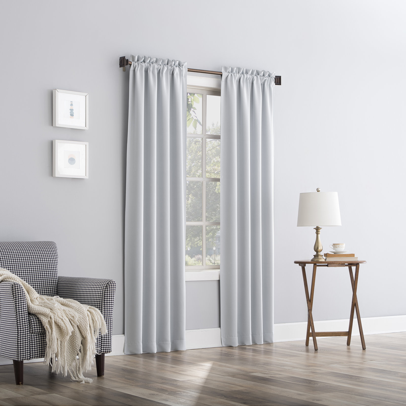  Thermal Blackout Rod Pocket Curtain Panel, 40" W x 95" L, Light Gray
