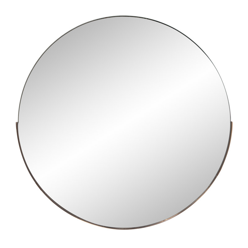 Ames Round Stainless Steel Beveled Mirror, Rose Gold