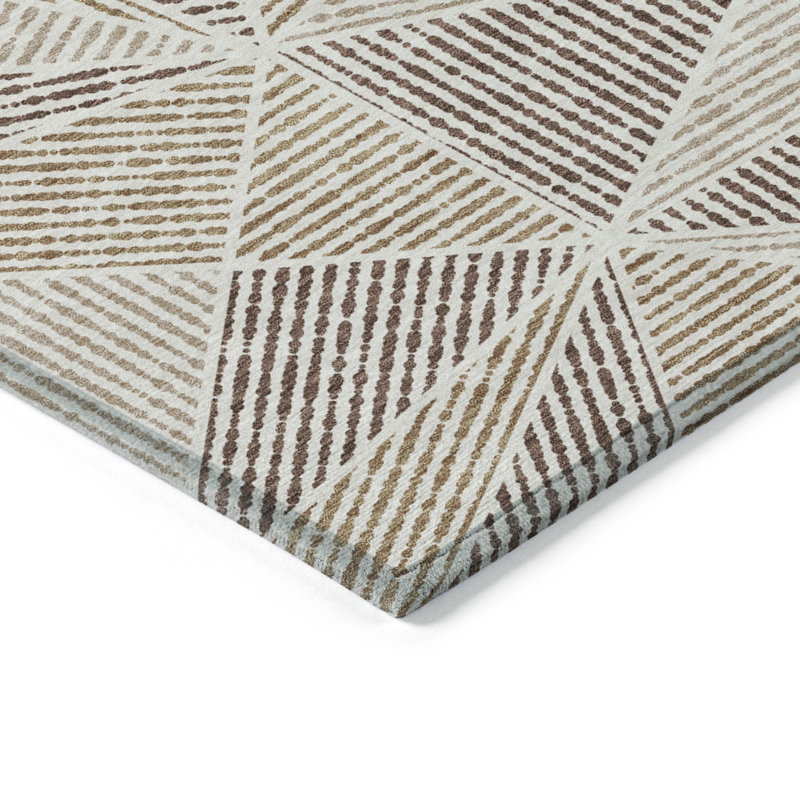 Tapis intérieur / extérieur brun lavable taupe et beige 10 pi x 14 pi