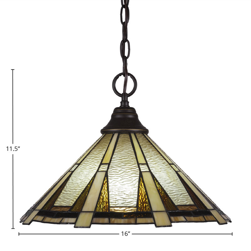 Luminaire suspendu suspendu à une chaîne avec verre Zion 16 po, Granit foncé