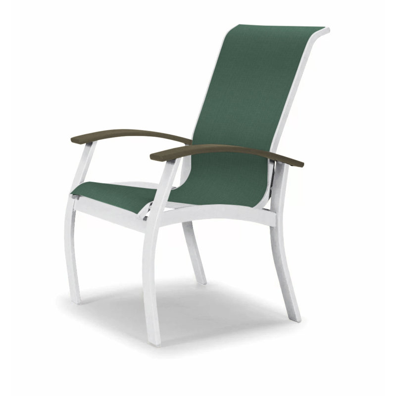 Chaise de patio Askar, Vert forêt 22D Sunbrella® vert, Beachwood, Blanc brillant