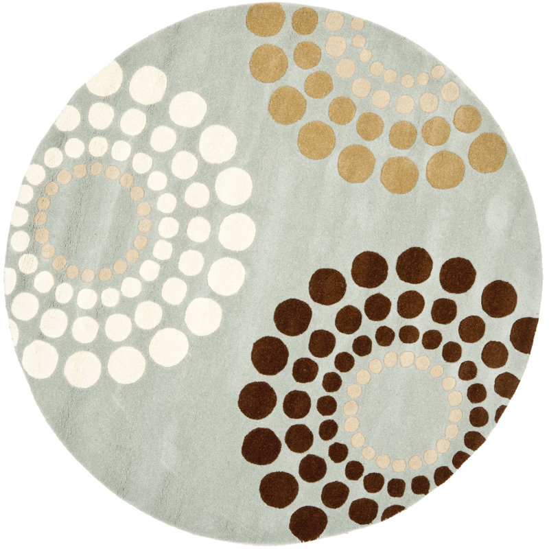 Mancini Hand Tufted Wool And Viscose Floral Rug, Round 6'