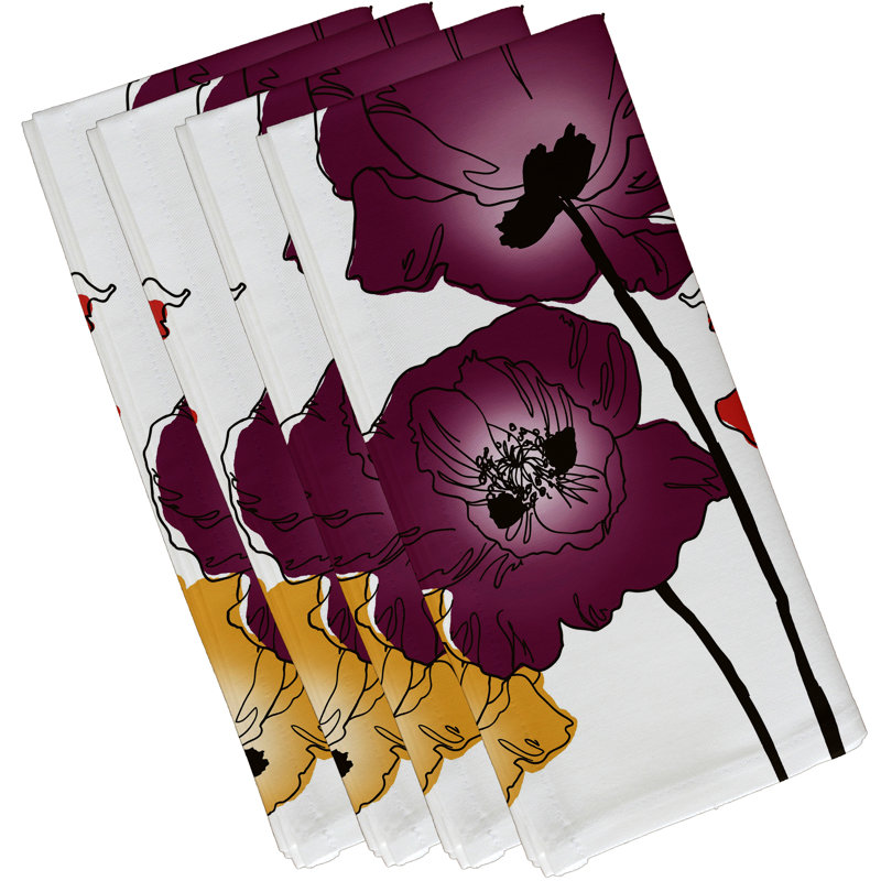 Polyester Floral Square Napkin, Purple