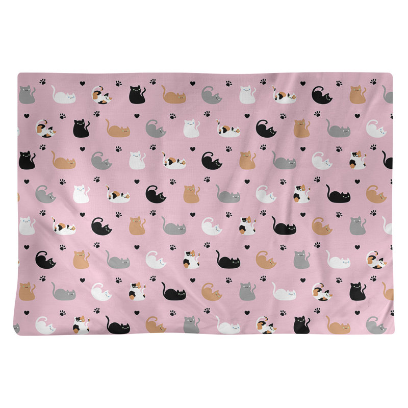 Napperon en coton 18 po Cat, Rose / Noir