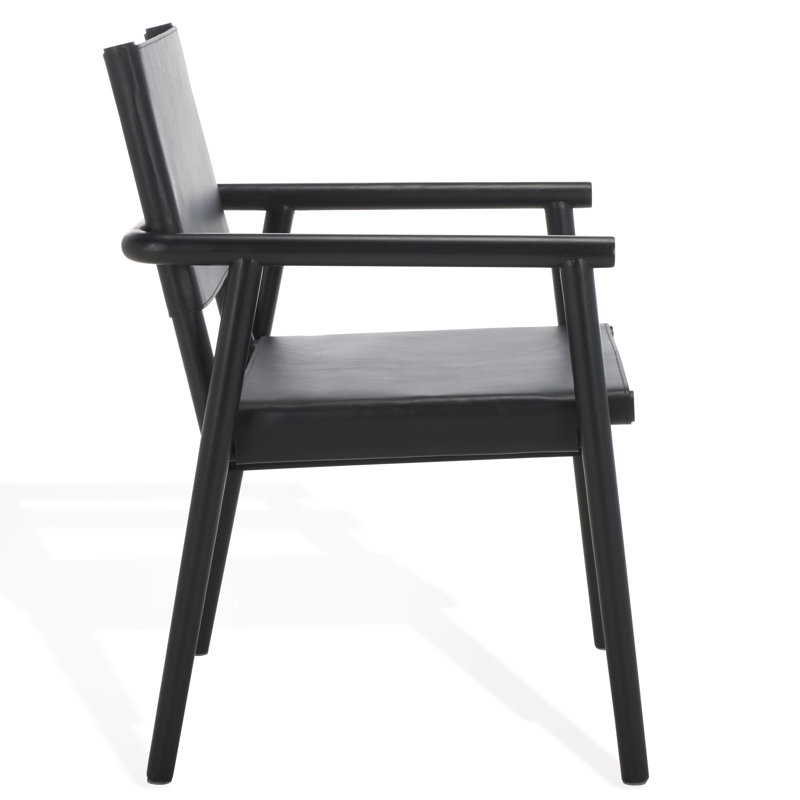 Hutson Leather Upholstered Dining Arm Chair, Black