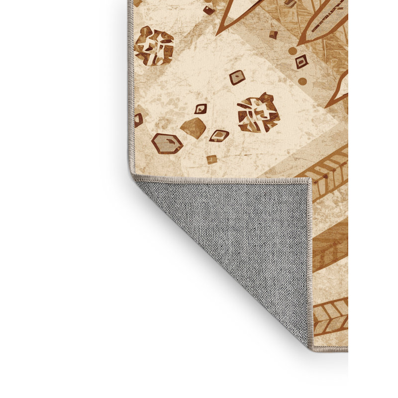 Tapis géométrique beige d'inspiration mondiale Osnat Mardi Gras Float, 4 x 6