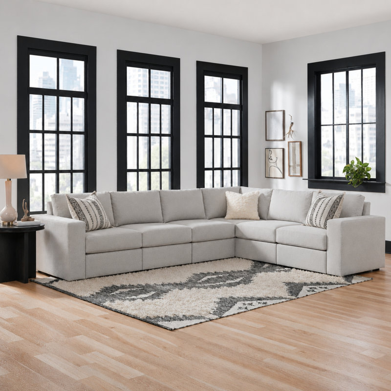 Canapé modulaire 6 places Flex, Gris clair givré