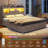 Storage Bed Queen with LED Headboard and Charging Station – Farmhouse Platform Bed with 4 Drawers, Flip-Door Cabinets, USB Ports, No Box Spring Needed, Rustic Gray Wood & Metal Frame-959736487-959736490