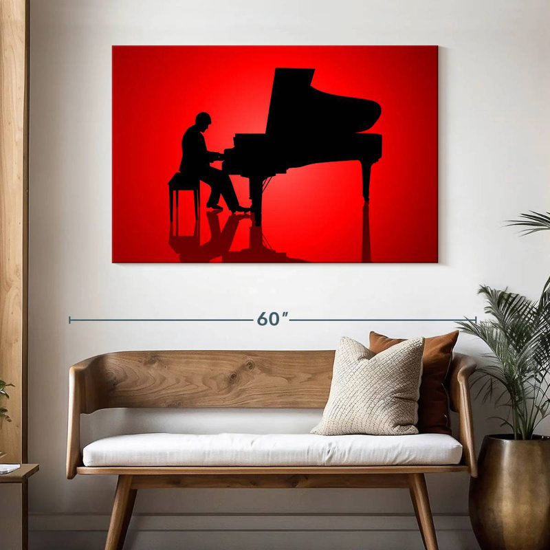 Silhouette de pianiste Abarca, H 32 po x l 48 po