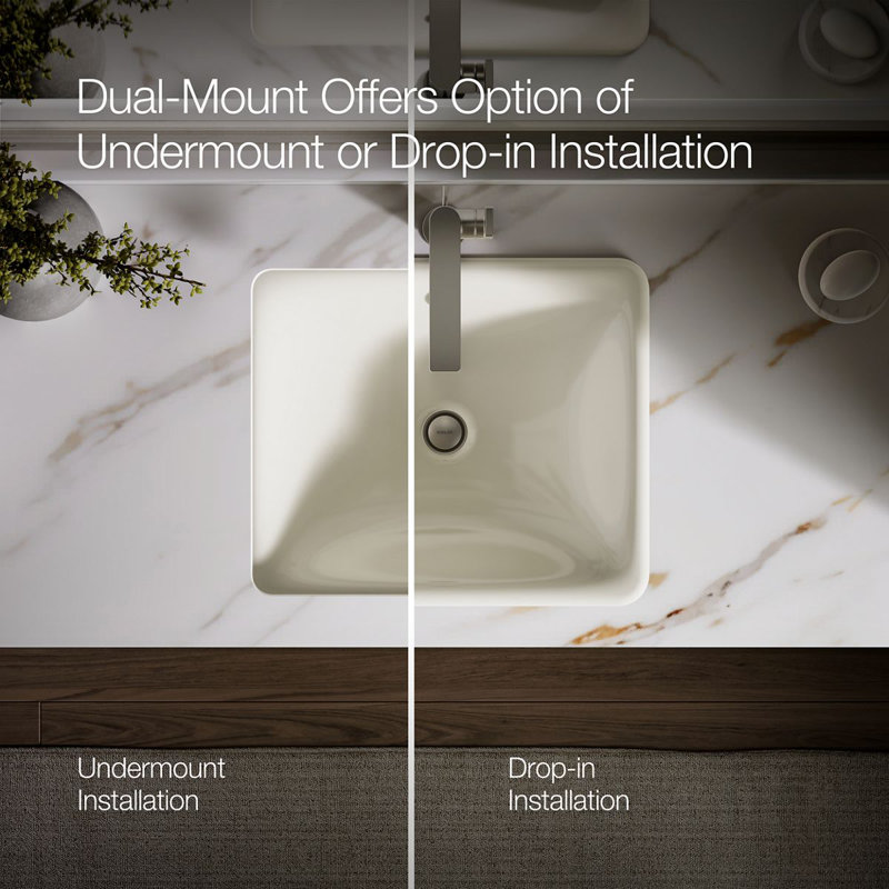 Iron Plains Dual-Mount Bathroom Sink, Biscuit