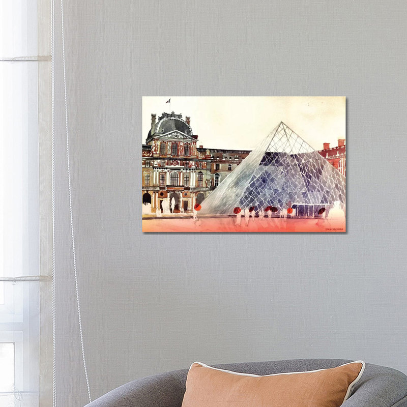 Louvre In September by Maja Wronska - Wrapped Canvas Painting, 66.04 cm H x 45.72 cm W x 3.175 cm D