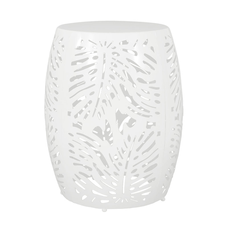 Metal End Table, White