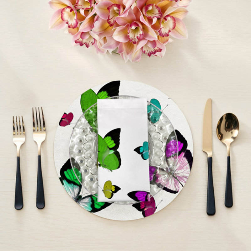 Butterflies Cotton Sateen Dinner Napkins, Acid Green