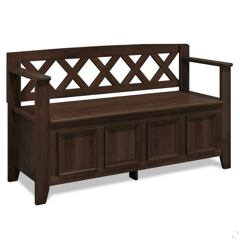Amherst Solid Wood Entryway Storage Bench, Brown