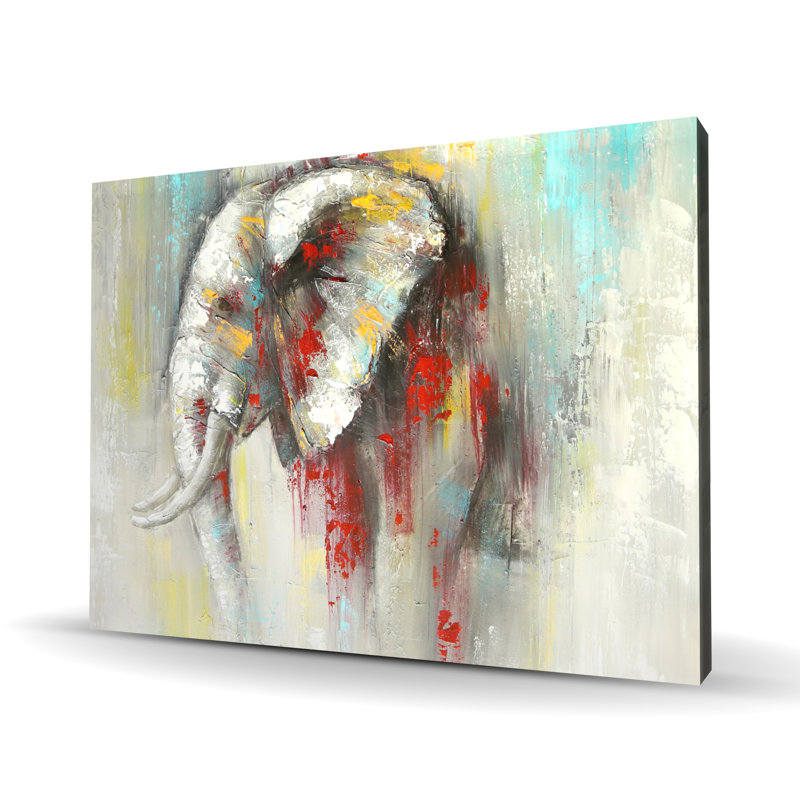 Abstract Paint Splash Elephant - Contemporary Animals Canvas Art