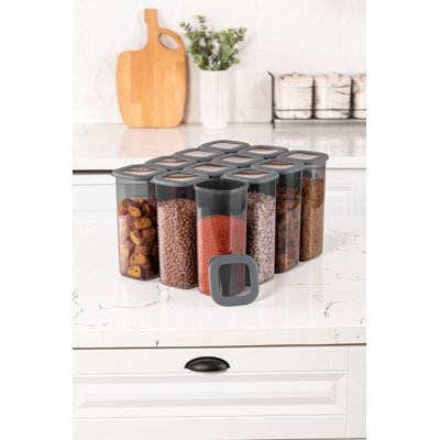 Durable Storage Box Set (12 Pieces), Anthracite Colour, 4 x 4 x 9.6 inches | 100% BPA Free Plastic, 59.3 fl oz Capacity per Box | Perfect for Organizing Home, Office & Crafts, Non-Dishwasher & Non-Microwave Safe