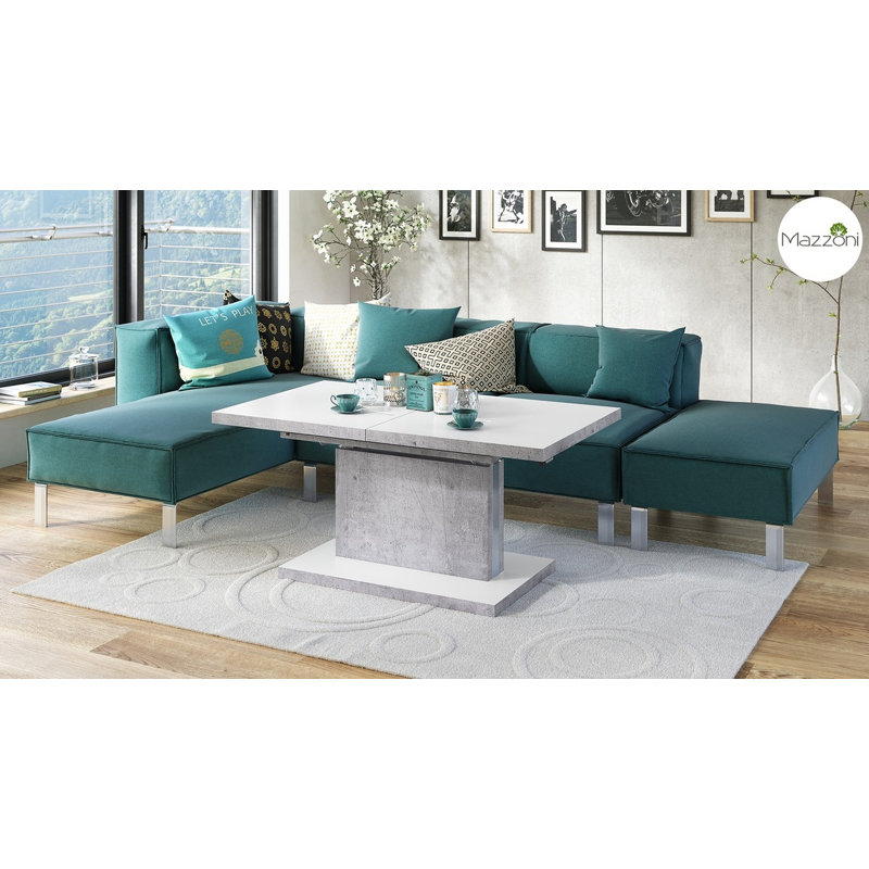Aston Pedestal Coffee Table, White Matt/Concrete