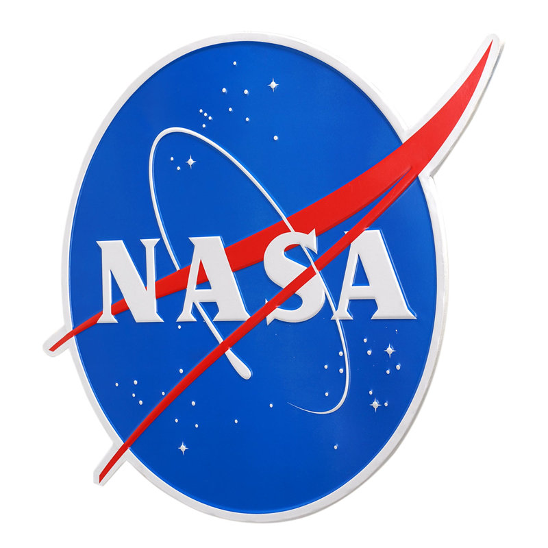 Enseigne murale en métal embossée à motif logo de la NASA - 19 po x 14,5 po