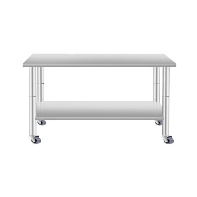 48 - Inch By 24 Stainless Steel Commercial Kitchen Prep Table With Under Shelf And Wheels, 35.5 Inches High, Made For Efficient Food Preparation Easy Cleaning