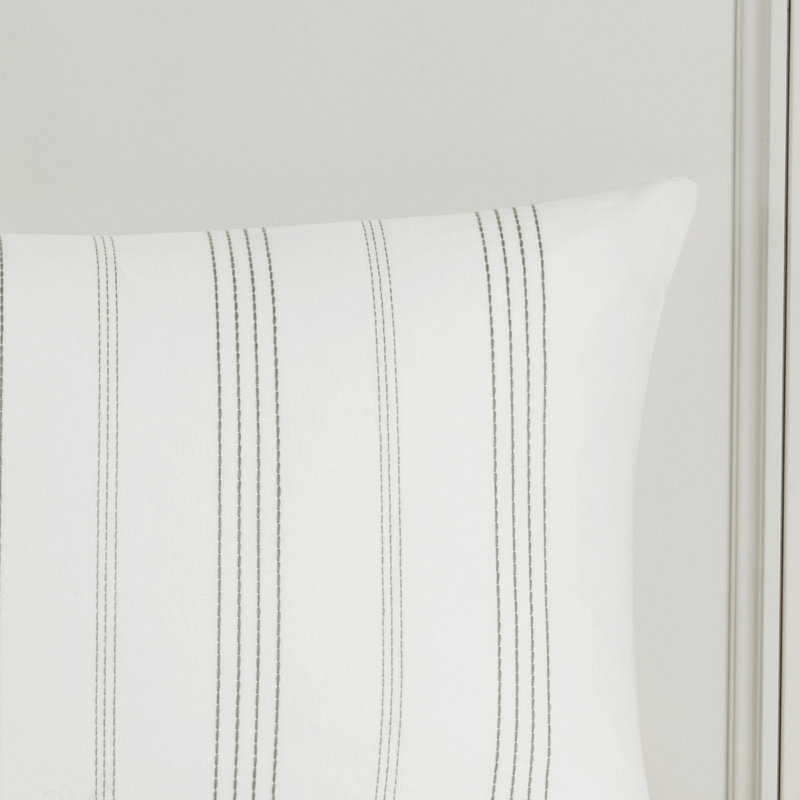 Édredon en coton très grand - gris / blanc avec rayures tissées verticales surdimensionnées gris / blanc, doux et chaud
