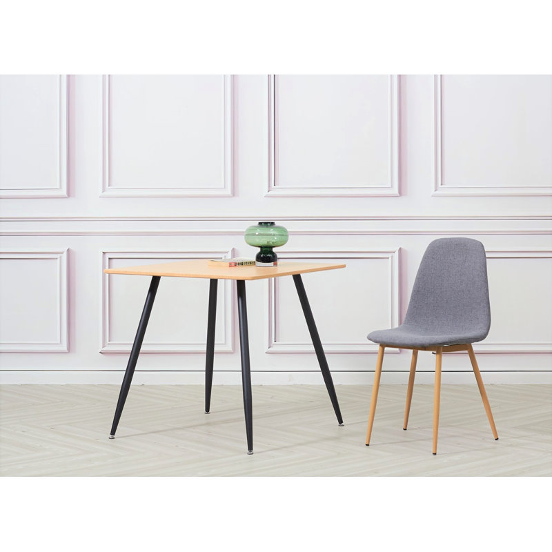 4 Gaviota Fabric Velvet Upholstered Dining Chair, Cotton Light Grey, Beech