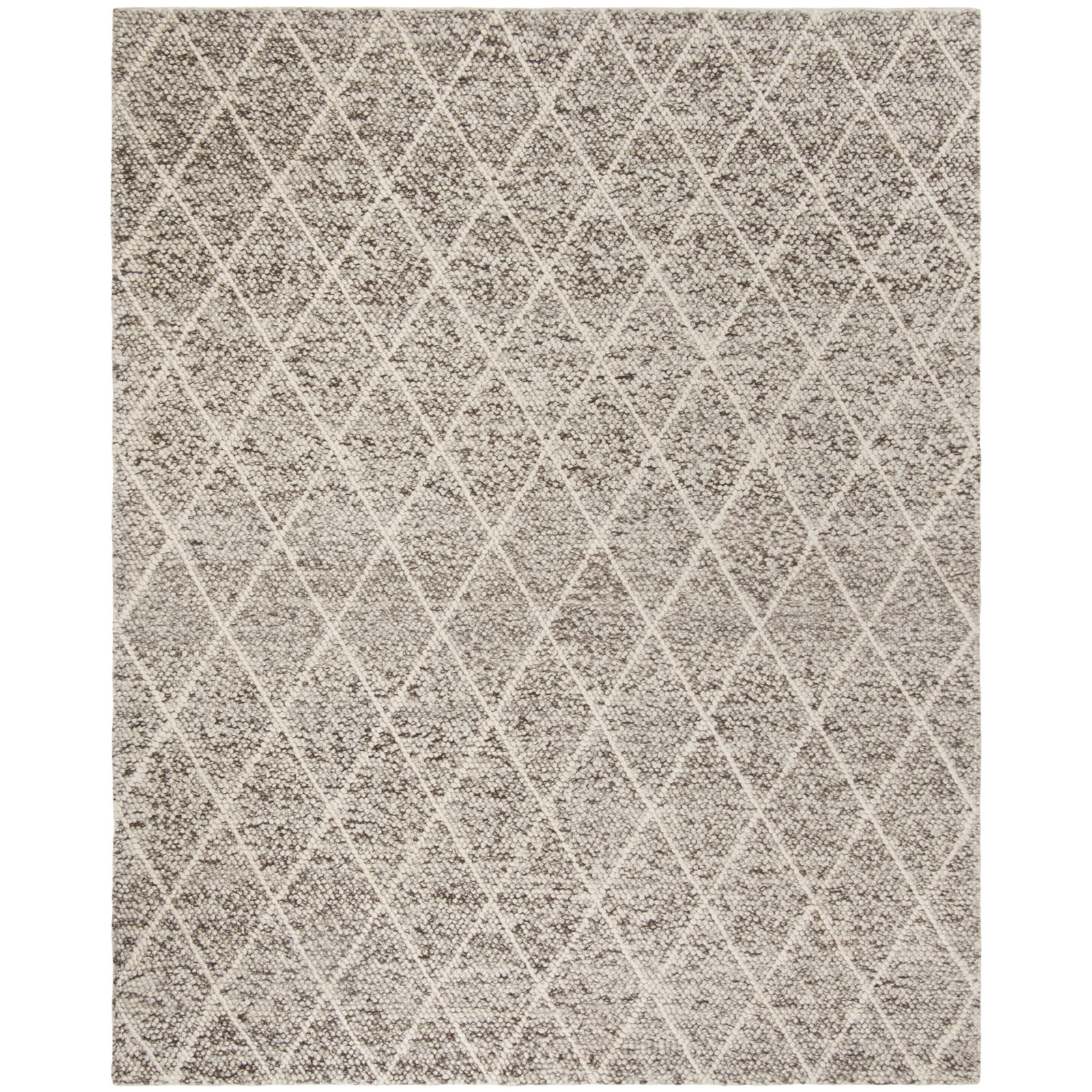 Huberty Brown Gray Hand-Woven Geometric Rug, Rectangle 8' x 10'