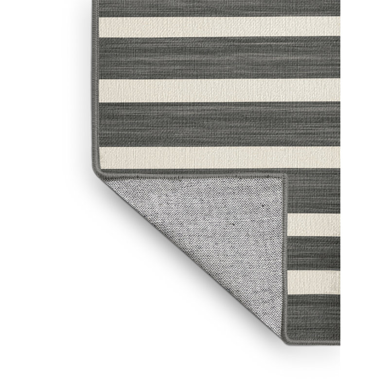  Tapis lavable rayé gris perle et blanc, Rectangulaire 2 pi x 3 pi