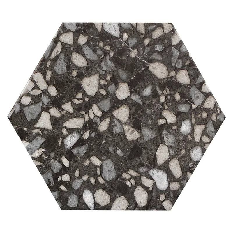 Zenith 9 X 11 In. Matte Porcelain Hexagon Wall And Floor Tile (8.07 Sq Ft/Case) - 16 Pack, Charcoal Black