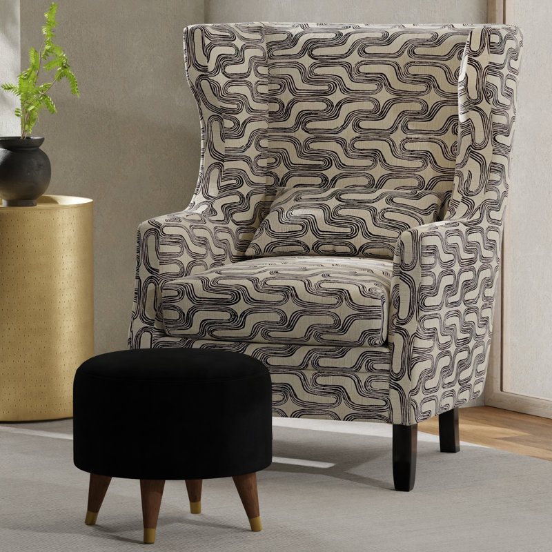 Jozette Upholstered Ottoman, Black Velvet