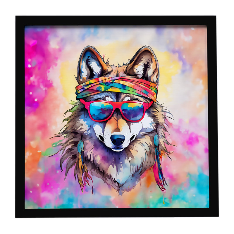 Hippie Animal Wolf Framed Metal Print