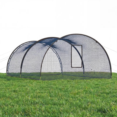 22x12x8ft Baseball Batting Cage Net, Pitching Machine Opening, Heavy Duty 3-Ply Oxford & Fiberglass Poles Carry Bag, Black
