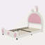 Lit plateforme tapissier simple avec tête de lit en forme de lapin-1302282407