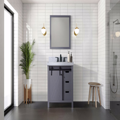 Ensemble de meuble-lavabo à simple cuve 30 "de large x 22" de profondeur, comptoir en marbre de Carrare et robinet