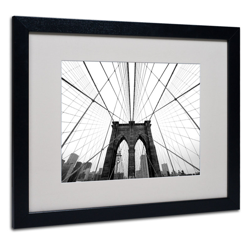 « brooklyny bridge », reproduction de photo encadrée Abrahamic, H 16 po x l 20 po x P 0,5 po, Brun - Biseautée