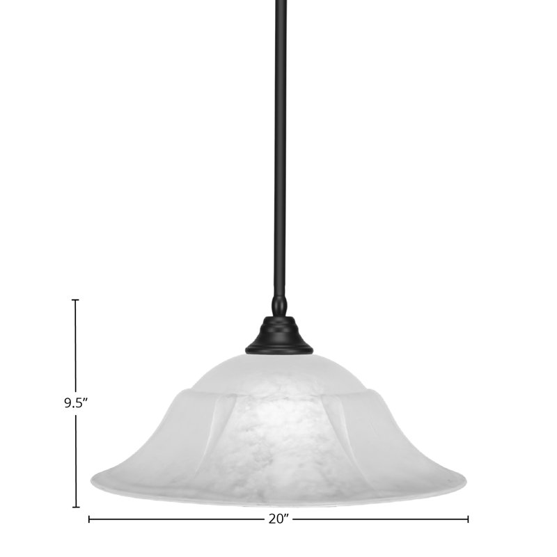 Stem Hung Pendant, Matte Black, White/Green