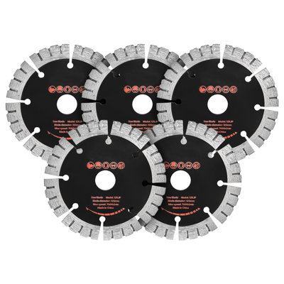 Lames diamantées de 12,7 cm (5 pouces), lames de scie à rainurer, alésage de 2 cm (0,79 pouce), segments diamantés durables, noyau en acier 65Mn, adaptés à la coupe à sec et à l'eau, coupes nettes sur béton, brique, pierre et ciment