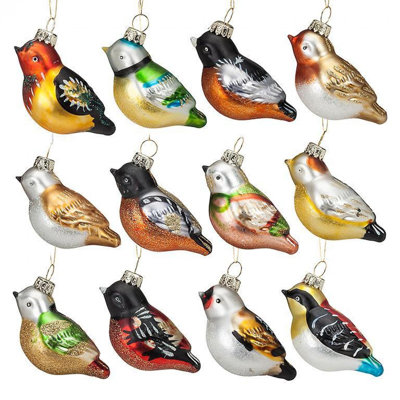 Set Of 12 Assorted Colored Songbirds Ornament