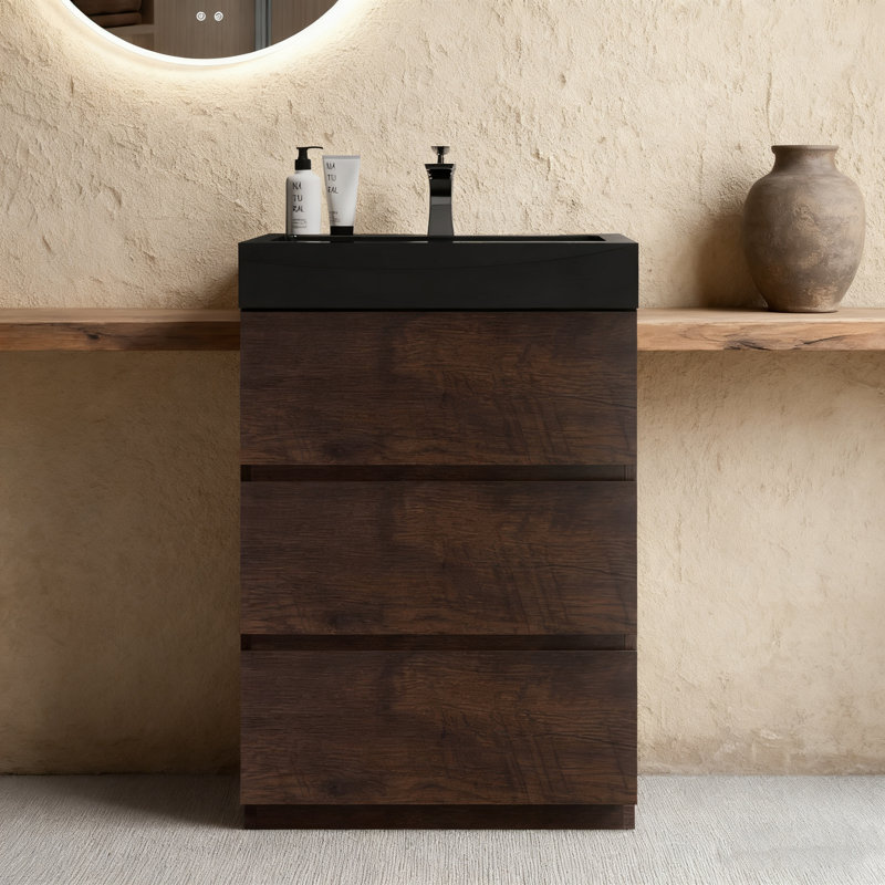 Armoire de salle de bain flottante en chêne Cc0414s306 - murale, petit espace, pré-assemblée