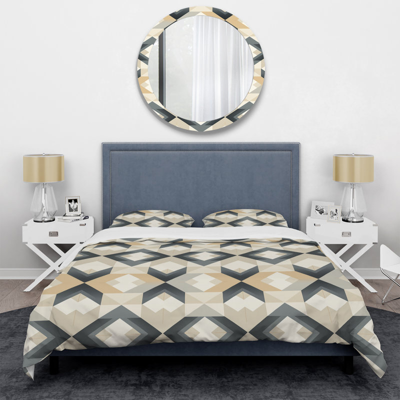 Ensemble de housse de couette en microfibre beige / vert Minimalist Symmetry