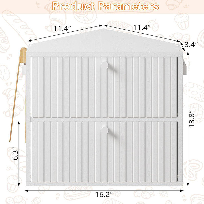 Boîte à pain de coin en bambou rétro à 2 niveaux - Espace élégant - Rangement pour la cuisine (blanc)