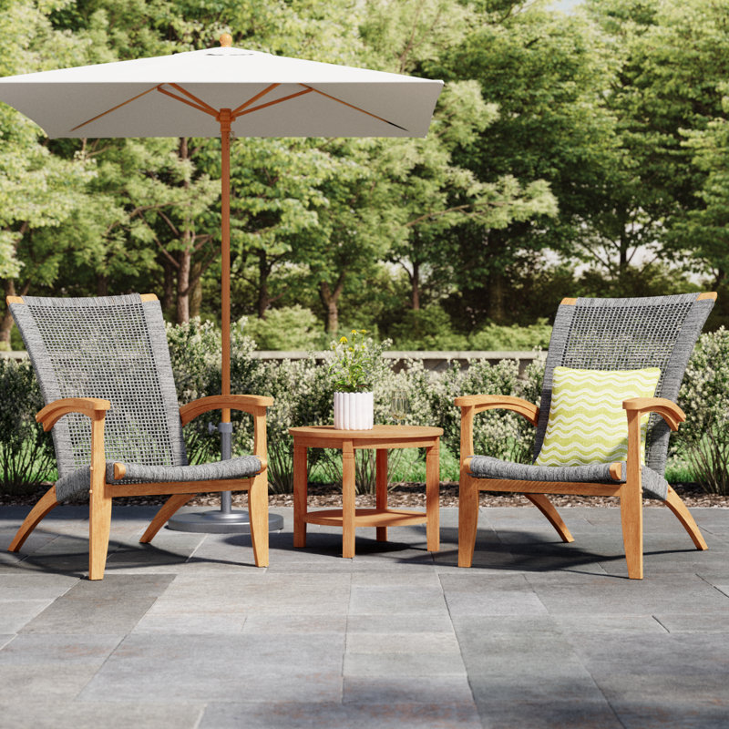 Watkins 2 - Person Teak Adirondack Outdoor Seating Group, Natural, 24"