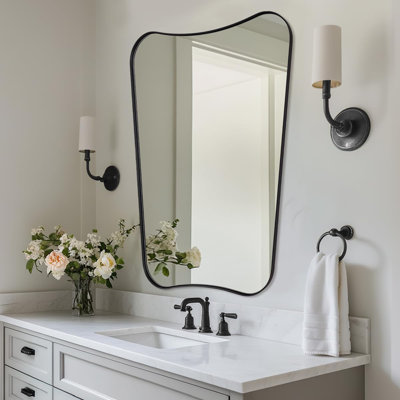 Miroir de salle de bain Contemporary Cadre en acier inoxydable